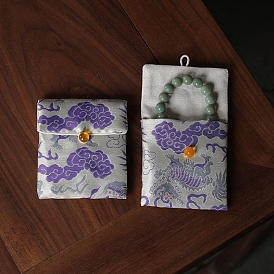 Тканевые сумки в китайском стиле с пуговицами, прямоугольные мешочки для драгоценностей