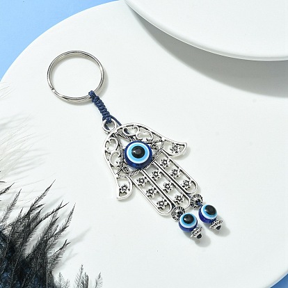 Alloy with Resin Evil Eye Charms Keychains, with Iron Split Ring