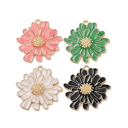 Подвески из эмали и сплава, золотые, цветочный шарм