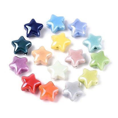 Фарфоровые бусины ручной работы, яркие глазированный фарфор, звезда