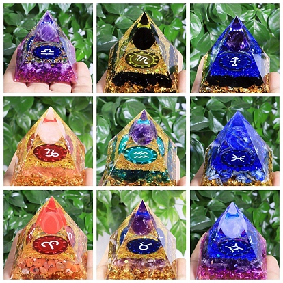Генераторы энергии смолы оргонитовой пирамиды, чипсы из драгоценных камней рейки внутри для украшения стола домашнего офиса