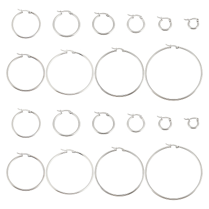 20Pair 10 Style 304 Stainless Steel Huggie Hoop Earring for Women, Hypoallergenic Earrings