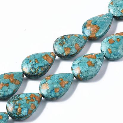 Dyed Synthetic Turquoise Teardrop Bead Strands, 25~26x17~18x9mm, Hole: 1~2mm