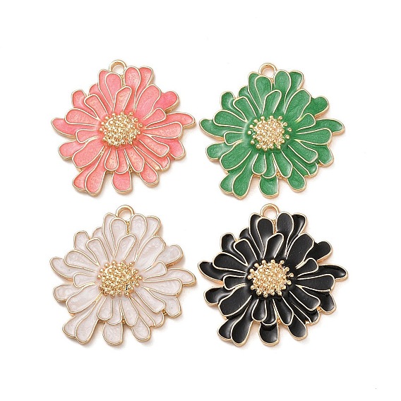 Подвески из эмали и сплава, золотые, цветочный шарм