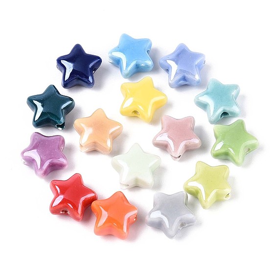 Фарфоровые бусины ручной работы, яркие глазированный фарфор, звезда