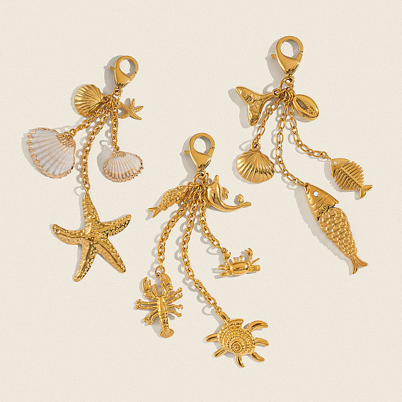 Пляжные подвесные украшения из нержавеющей стали, с карабин-лобстерами 