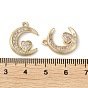 Rack Plating Brass with Cubic Zirconia Pendants, Lead Free & Cadmium Free, Long-Lasting Plated, Moon with Heart Charm