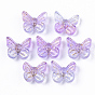 Two Tone Transparent Spray Painted Glass , with Golden Foil, Butterfly