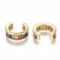 Brass Micro Pave Cubic Zirconia(Random Mixed Color) Cuff Earrings