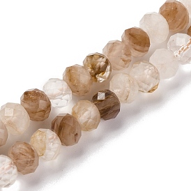 Natural Red Hematoid Quartz/Ferruginous Quartz Beads Strands, Faceted, Rondelle