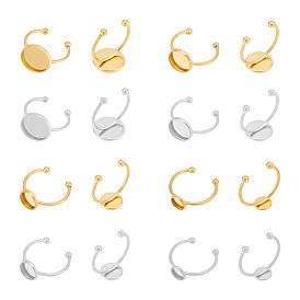 24шт 8 стили кольцевые компоненты из нержавеющей стали, настройки основания кольца колодки, плоско-круглые