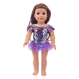 Mermaid Pattern Cloth Doll Swimwear, Doll Clothes Outfits, Fit for 18 inch American Girl Dolls