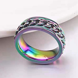 Titanium Steel Chains Rotating Finger Ring for Calming, Fidget Spinner Rings, Bottle Opener Ring