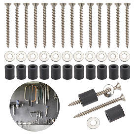 CHGCRAFT 180Pcs 3 Styles Ring 304 Stainless Steel Flat Washers, with Carbon Steel Screws and Column PE Plastic Shims