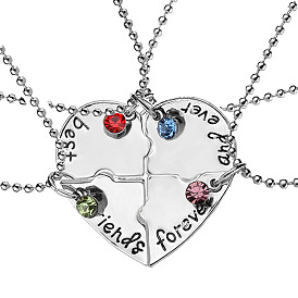 Forever Friends Heart-shaped Necklace with 4 Diamond Pendants