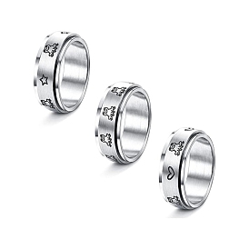 Stainless Steel Rotating Rings, with Frog Pattern