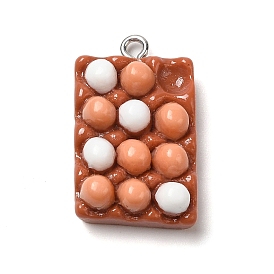 Cute Opaque Resin Pendants, with Platinum Plated Iron Loops, Egg Charms