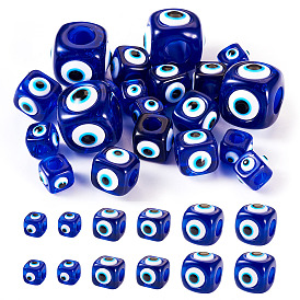 20 piezas 3 estilos de cuentas de resina con agujeros grandes, perlas de mal de ojo