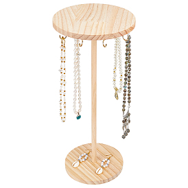 Вращающиеся круглые деревянные подставки для ожерелий, держатель органайзера для ожерелья, золотые