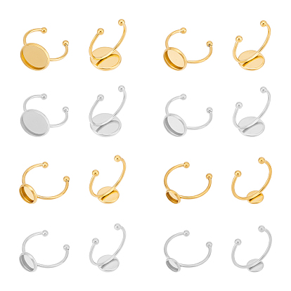 24шт 8 стили кольцевые компоненты из нержавеющей стали, настройки основания кольца колодки, плоско-круглые