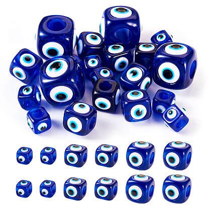 20 piezas 3 estilos de cuentas de resina con agujeros grandes, perlas de mal de ojo