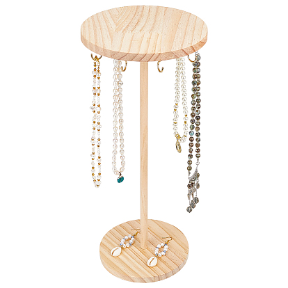 Вращающиеся круглые деревянные подставки для ожерелий, держатель органайзера для ожерелья, золотые
