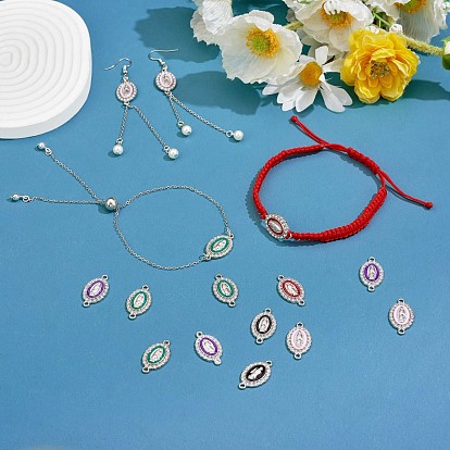 60 Pieces Virgin Mary Charm Connector Our Lady Virgin Mary Link Enamel Metal Charm Pendant, with Crystal Rhinestones, for Jewelry Bracelet Necklace Making Crafts, Mixed Color
