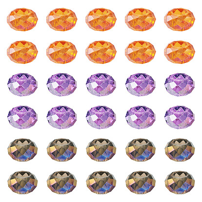36шт. 3 стили, запеченная краска, прозрачное стекло, европейские бусины, бусины с большим отверстием, с покрытием AB цвета, граненые, рондель