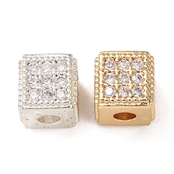 Латунные прозрачные бусины из кубического циркония, стойки покрытие, долговечный, кубические