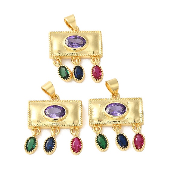 Подвески из кубического циркония с покрытием из латуни, без свинца и без кадмия, реальный 18 k позолоченный, долговечный, прямоугольный шарм