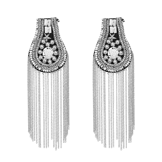 2 модные погоны с кисточками, значок на плече, с железными цепями и булавкой, ткань выводы