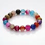 Faceted Natural Agate Round Beads Kids Stretch Bracelets, with Korean Elastic Crystal Thread, 43mm