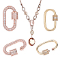 2Pcs 2 Styles Brass & Rhinestone & Cubic Zirconia Locking Carabiner, Oval, Quick Links