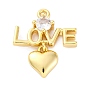 Латунные микро проложить кубического циркония подвески, без кадмия, без никеля и без свинца, слова любви и сердечки