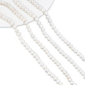 Nbeads Natural Keshi Pearl Beads Strands, Cultured Freshwater Pearl, Oval