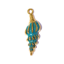 304 подвески из нержавеющей стали, с эмалью, раковины прелести, зеркальная полировка, ионное покрытие (ip), реальный 18 k позолоченный