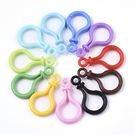 Opaque Solid Color Bulb Shaped Plastic Push Gate Snap Keychain Clasp Findings