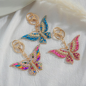 Insect Bag Ornament Diamond Hollow Butterfly Metal Keychain Pendant Creative Small Gift