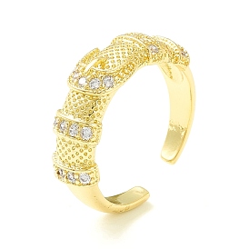Clear Cubic Zirconia Belt Buckle Shape Open Cuff Ring for Women, Cadmium Free & Lead Free