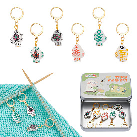 6 шт. рыбка фарфоровая подвеска маркеры для фиксации стежков, с 304 серьгой-застежкой-ангелом из нержавеющей стали