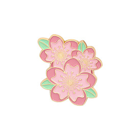 Creative Zinc Alloy Brooches, Enamel Lapel Pin, with Iron Butterfly Clutches or Rubber Clutches, Flower, Golden
