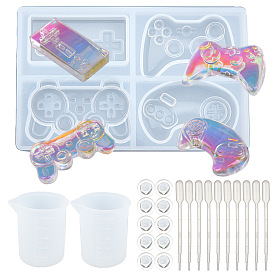 SUNNYCLUE DIY Gamepad Silicone Molds, with Measuring Cup, Latex Finger Cots, Plastic Transfer Pipettes