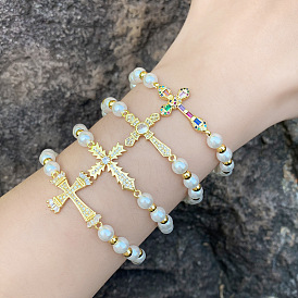 Minimalist Pearl Bracelet for Women - Elegant and Versatile Cross Design