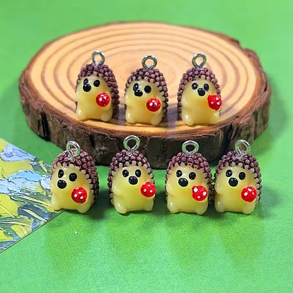 Непрозрачные подвески смолы, очарование ежика, с железной платиной петлей