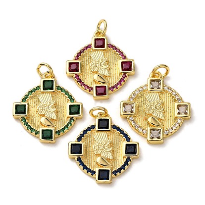 Кулон из циркония, с целью перехода в кольце, плоские круглые прелести, стойки покрытие, долговечный, без свинца и без кадмия, реальный 18 k позолоченный