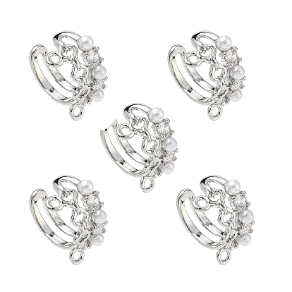 Shegrace Messing-Manschettenohrring-Verschlüsse, mit abs kunststoff, Nickel frei