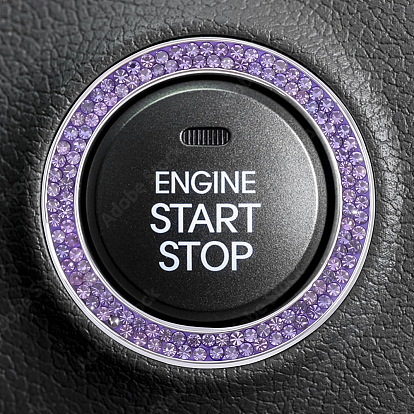 2шт. самоклеящиеся автомобильные наклейки из платинового сплава со стразами, блестящие наклейки на ручку кнопки зажигания с кнопкой запуска двигателя, украшения для авто своими руками