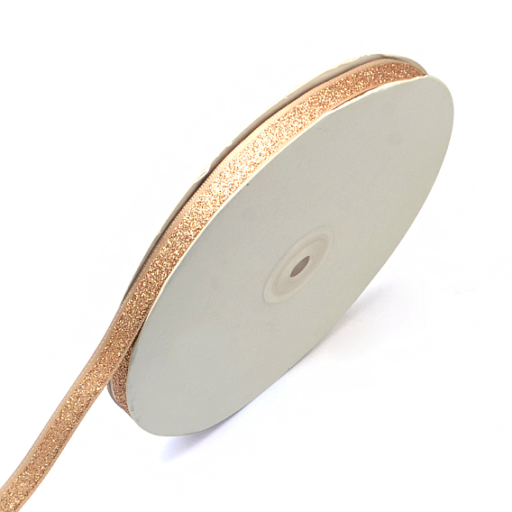 Sparkle Polyester Satin Ribbon, Christmas Ribbon, with Glitter Powder, 3/8 inch (9~10mm), about 50yards/roll(45.72m/roll)
