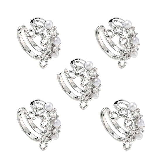 SHEGRACE Brass Cuff Earring Findings, with ABS Plastic, Nickel Free