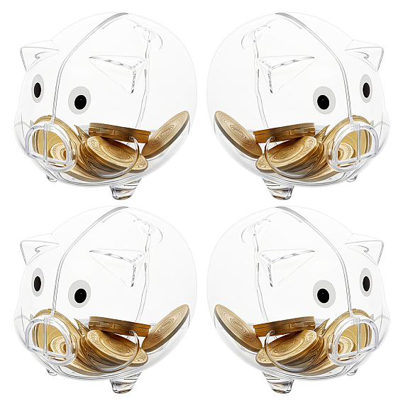 4Pcs Plastic Children's Money Banks, Coin Bank, Pig